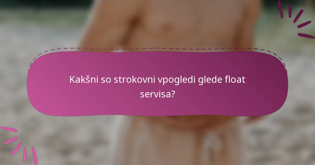 Kakšni so strokovni vpogledi glede float servisa?
