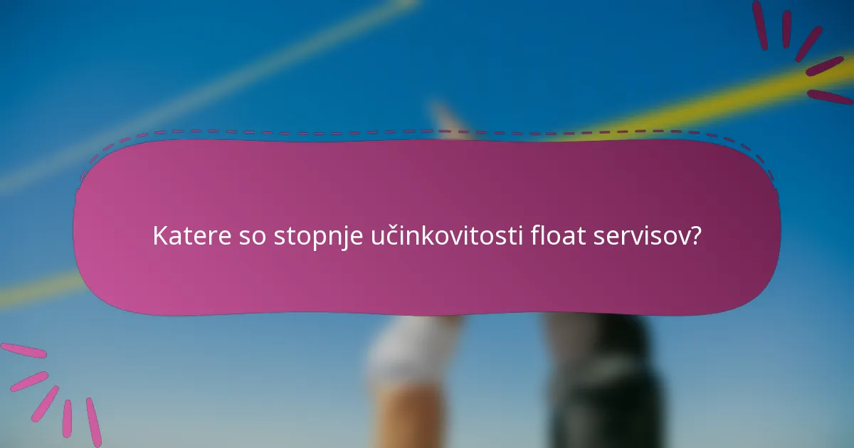 Katere so stopnje učinkovitosti float servisov?